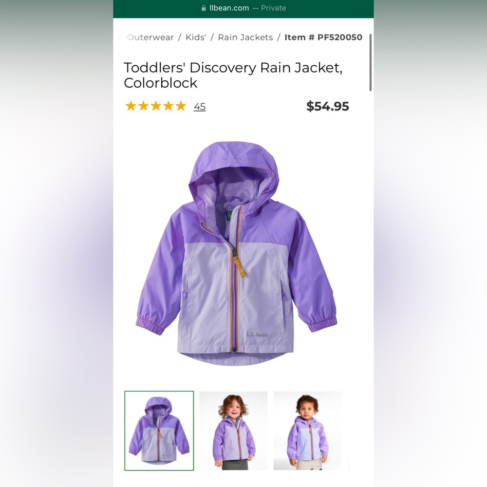 12-18m Girls L.L.Bean Rain Coat - Picture 8 of 10